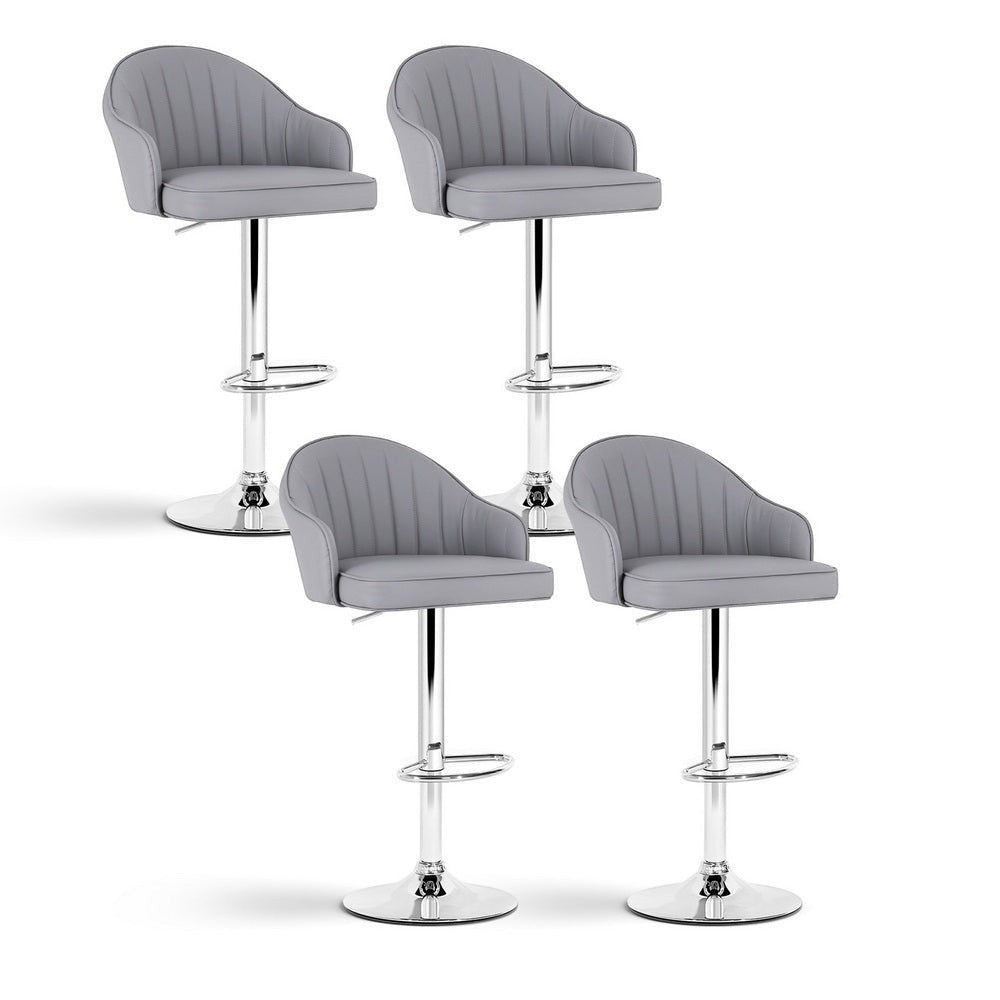 Portsea grey faux leather shell bar stool with gas lift at a kitchen counter