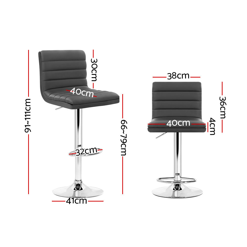 Artiss Arne bar stool grey PU leather seat and gas lift detail — Allure Home Collections