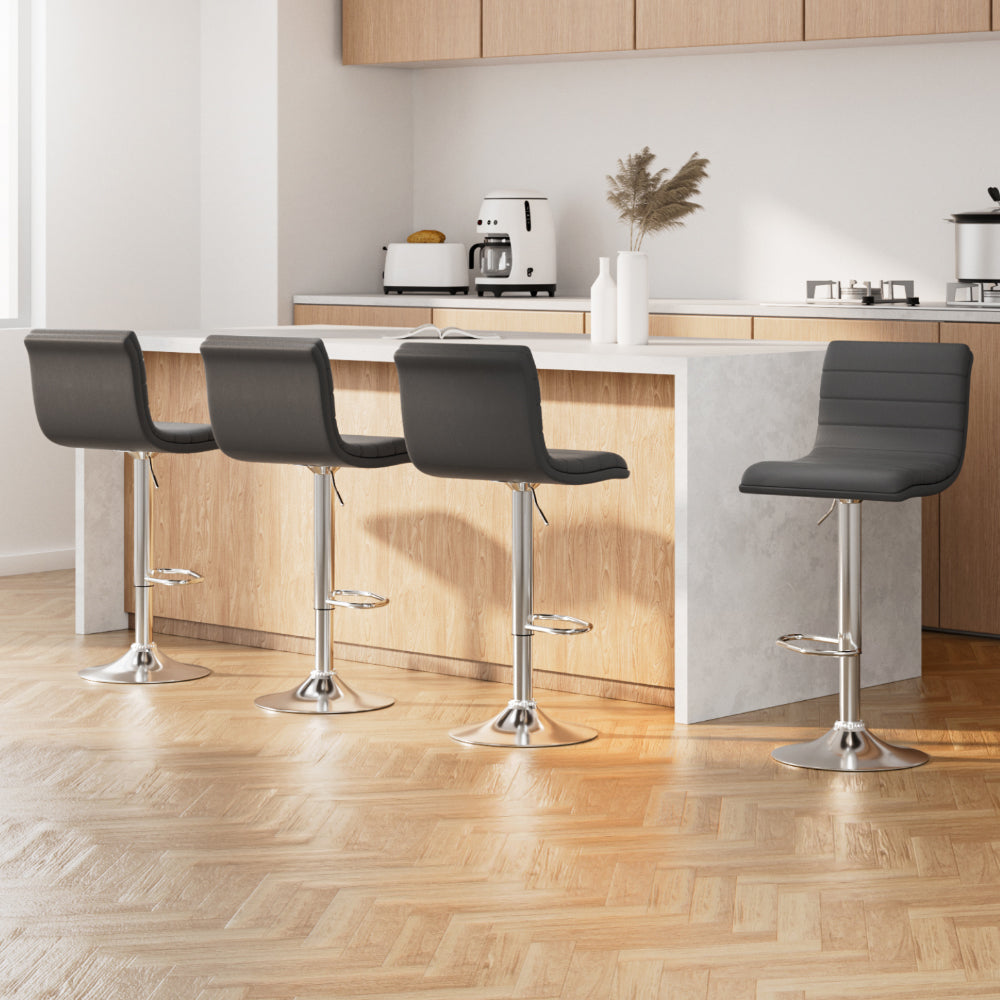 Four Artiss grey PU leather bar stools in contemporary kitchen — Allure Home Collections
