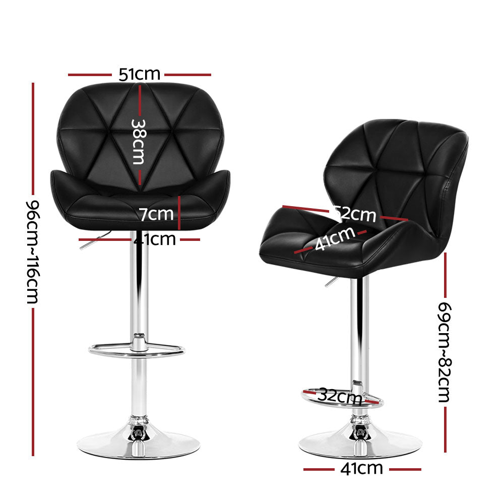 Four Artiss gas lift leather bar stools at kitchen island — Allure Home Collections