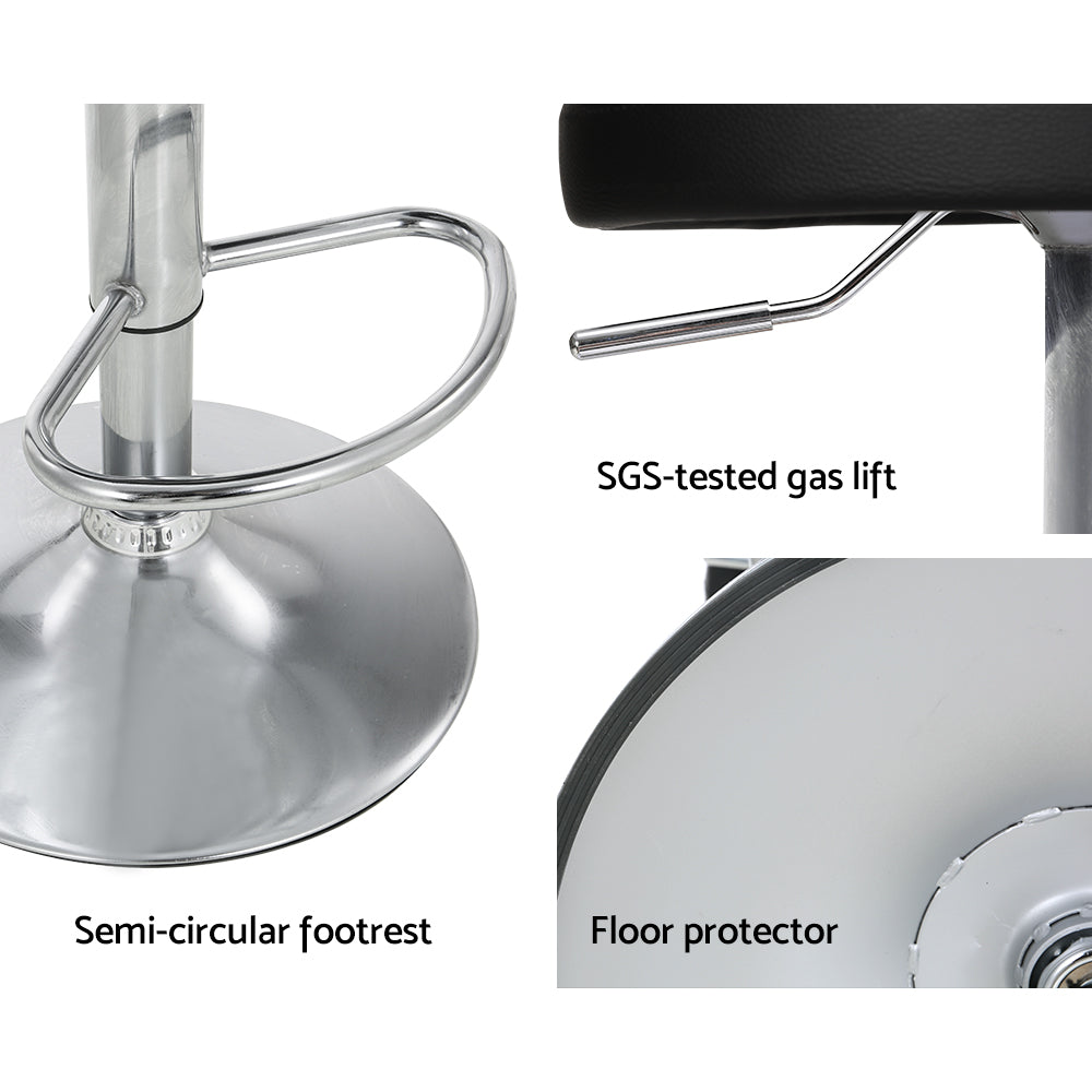 Artiss PU leather bar stools showing full height adjustment range — Allure Home Collections