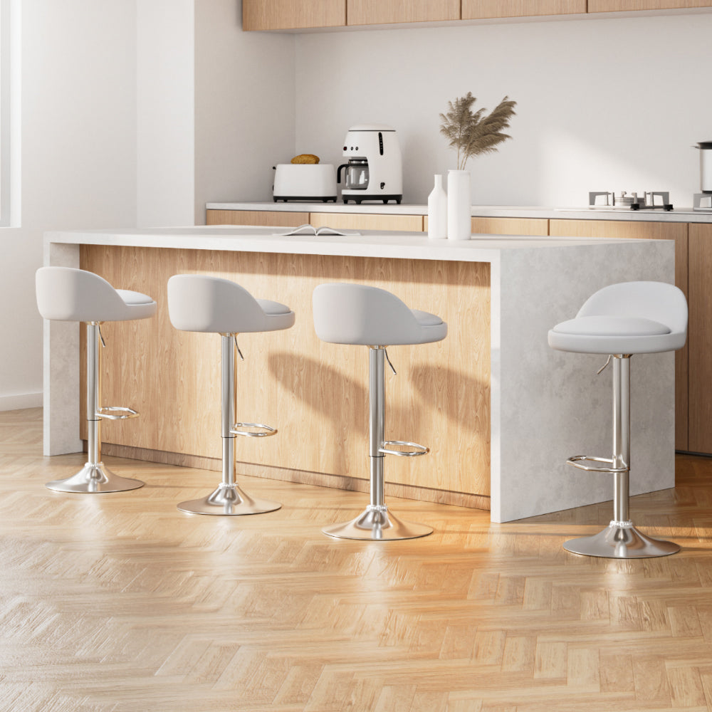 Bridgewater Bay white gas lift bar stool with round seat at a kitchen island