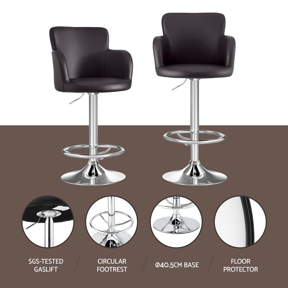 Rosebud Swivel Bar Stool, Brown 2pcs