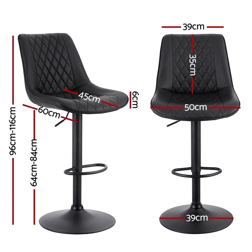 Diamond Bay black gas lift bar stool with diamond backrest at a kitchen island