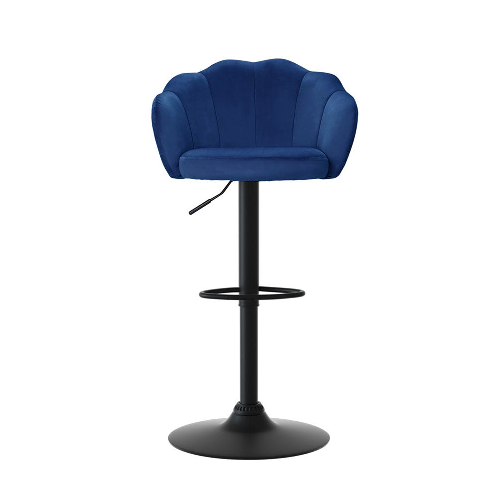 Artiss velvet bar stool clam shell seat and gas lift lever detail — Allure Home Collections