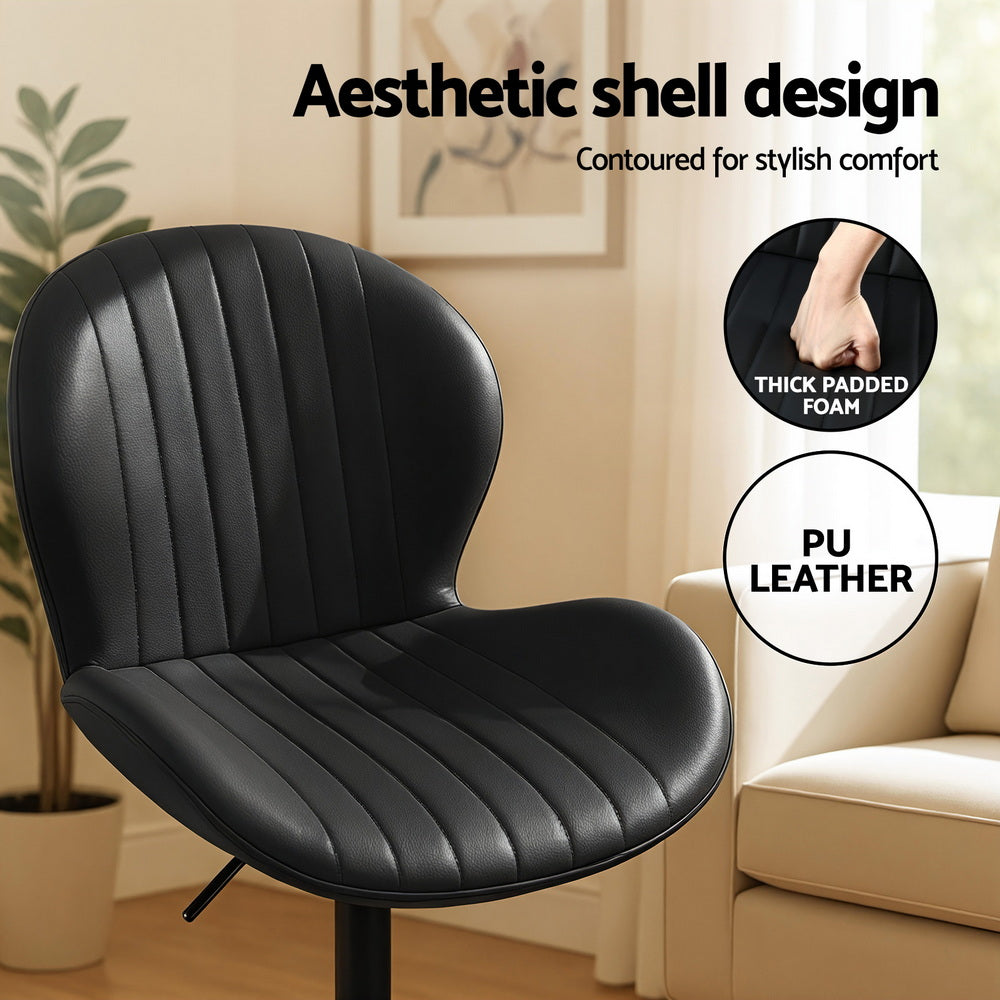 Portsea Swivel Bar Stool, Black 4pcs