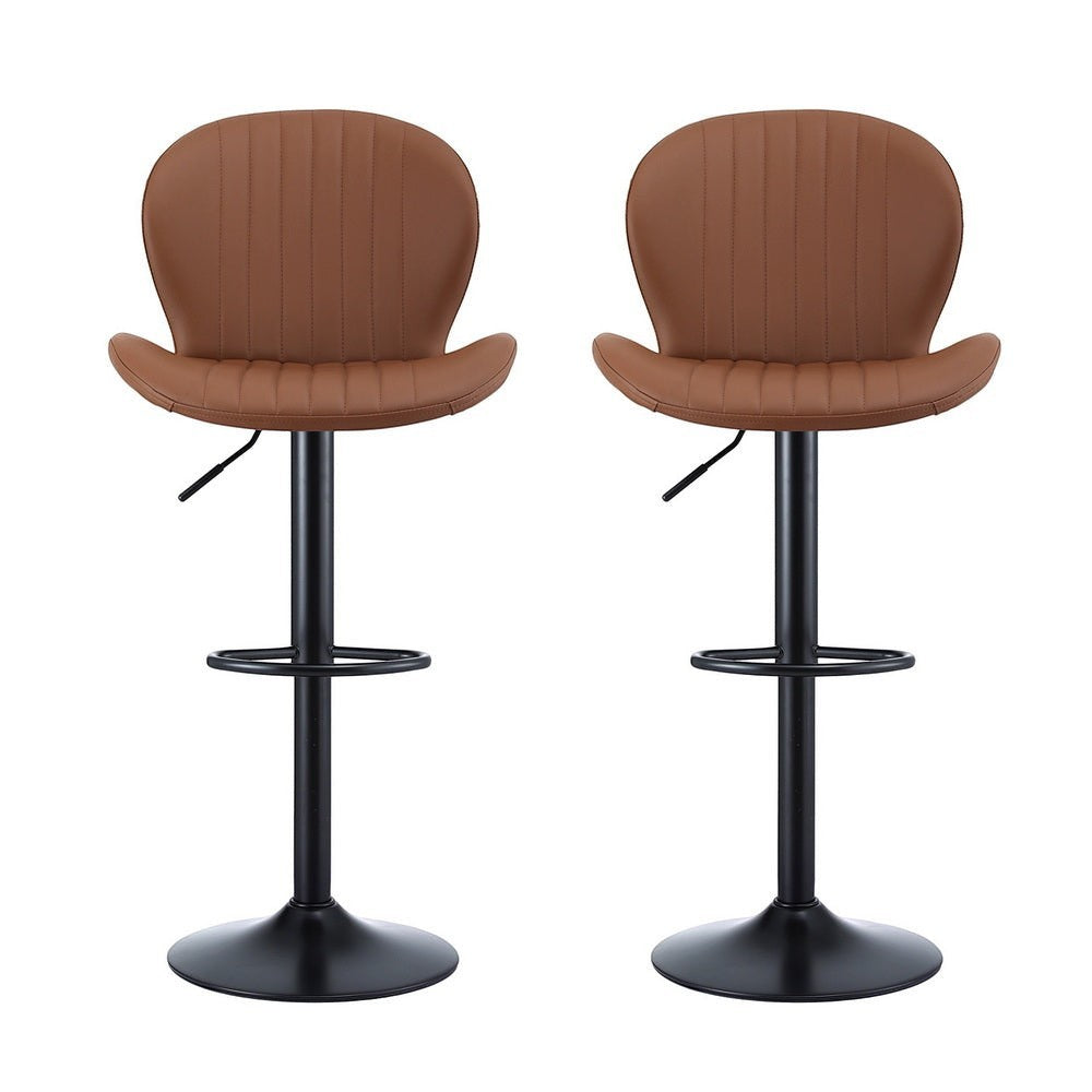 Rosebud Gas Lift Bar Stool, Brown 2pcs