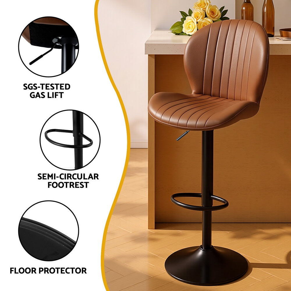 Portsea Swivel Bar Stool, Brown 2pcs