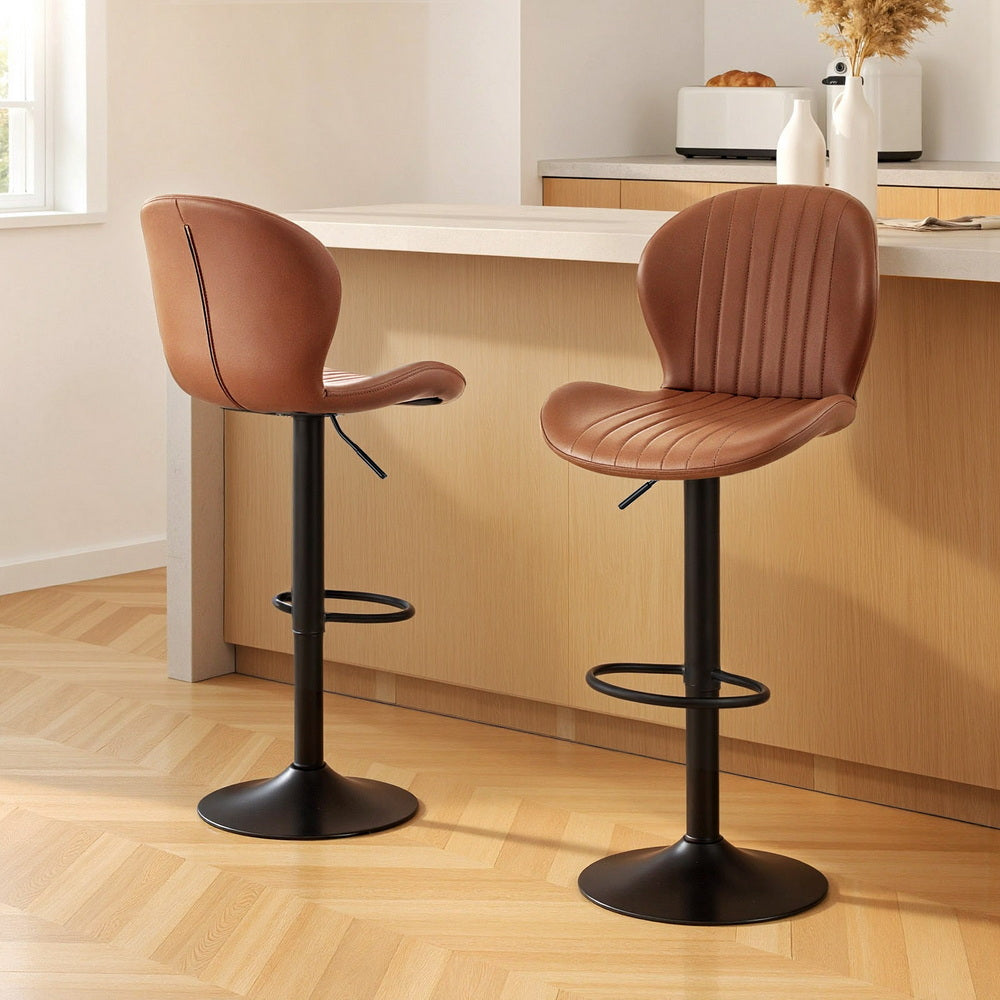 Portsea Swivel Bar Stool, Brown 2pcs