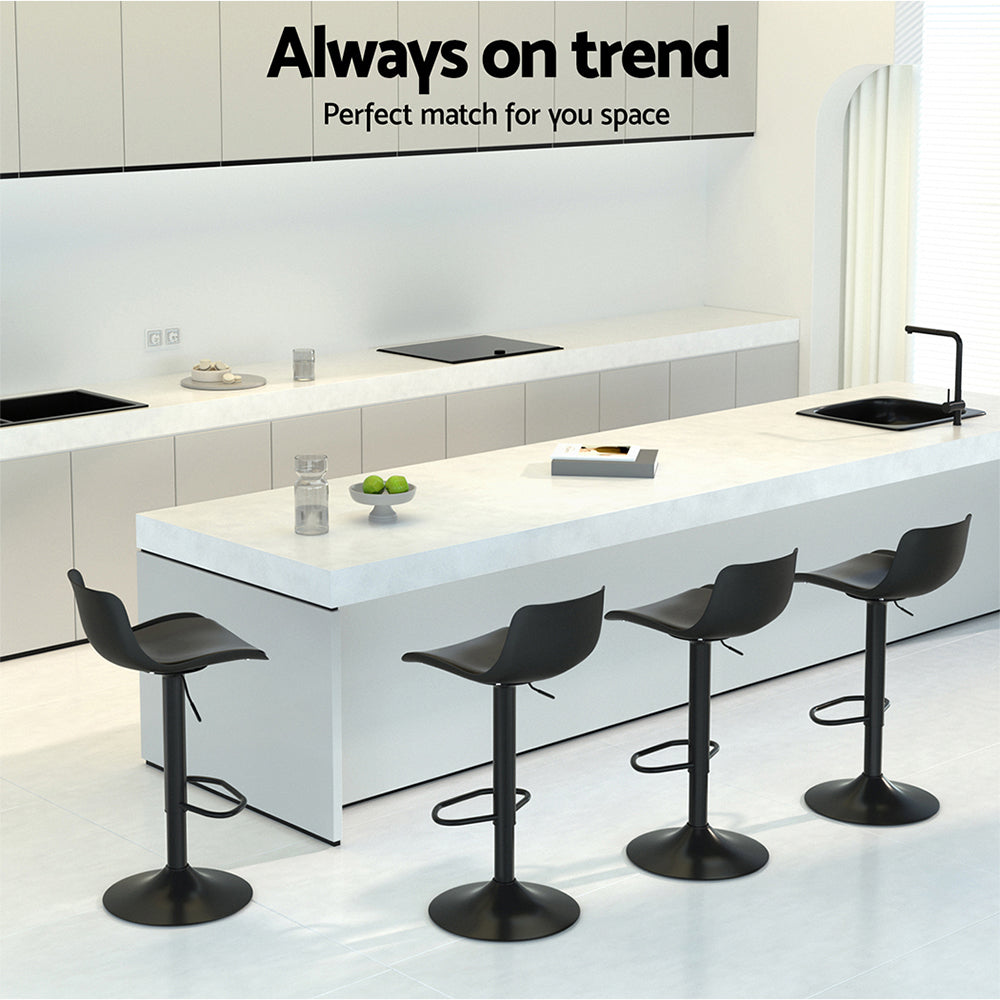 Artiss Fynn bar stool footrest ring and chrome base detail — Allure Home Collections