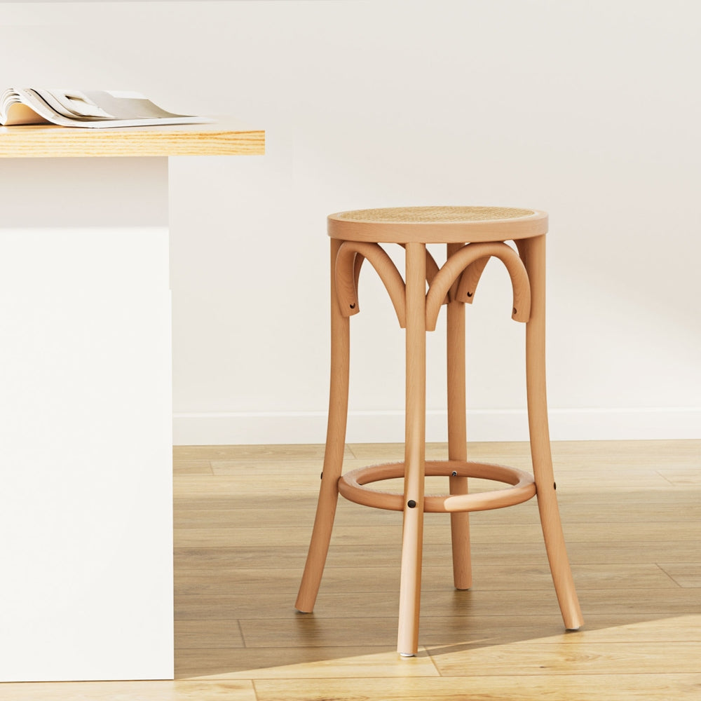 Artiss Apri bar stool single with beechwood frame and rattan seat — Allure Home Collections