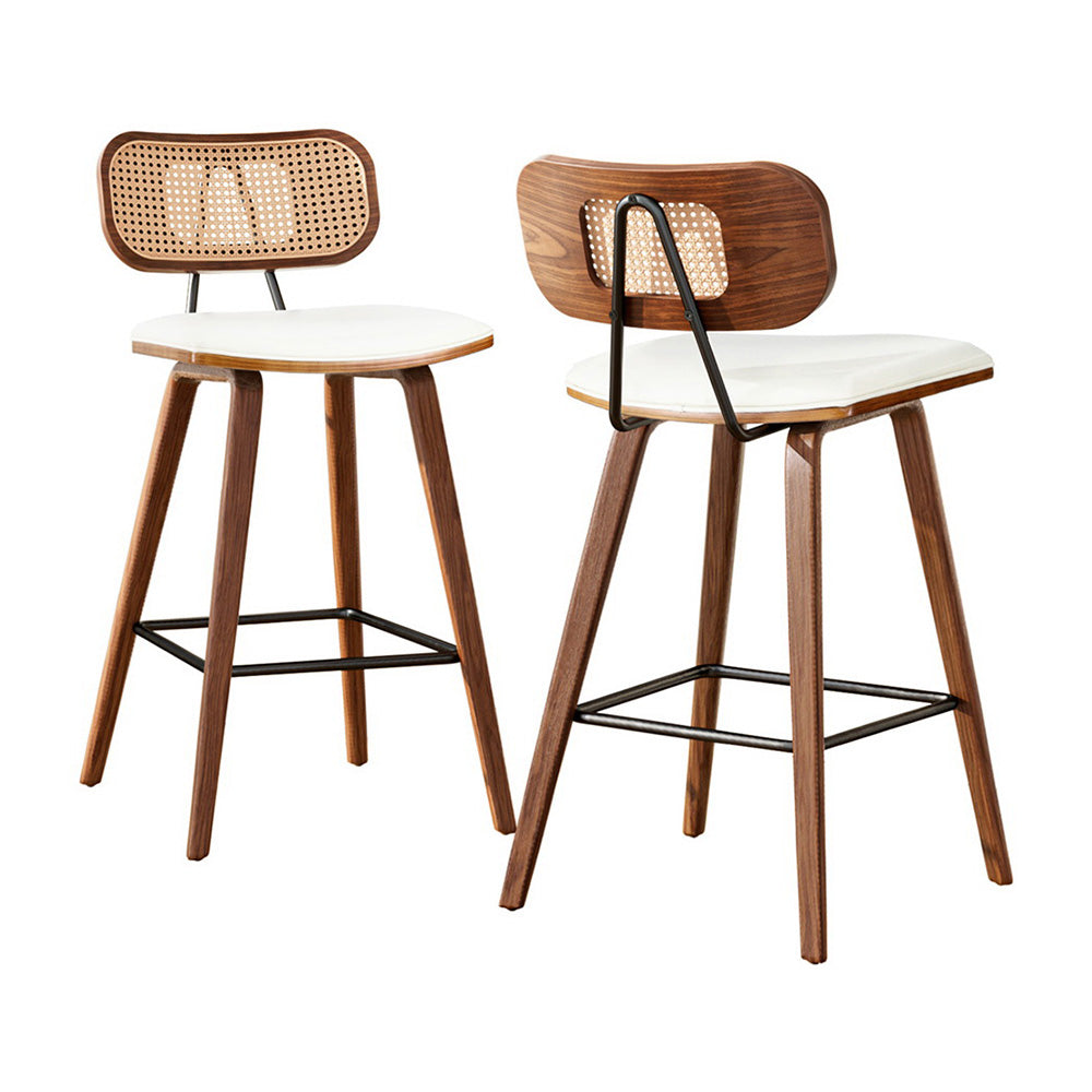 Artiss rattan and PU leather bar stools set of 2 with contour design — Allure Home Collections