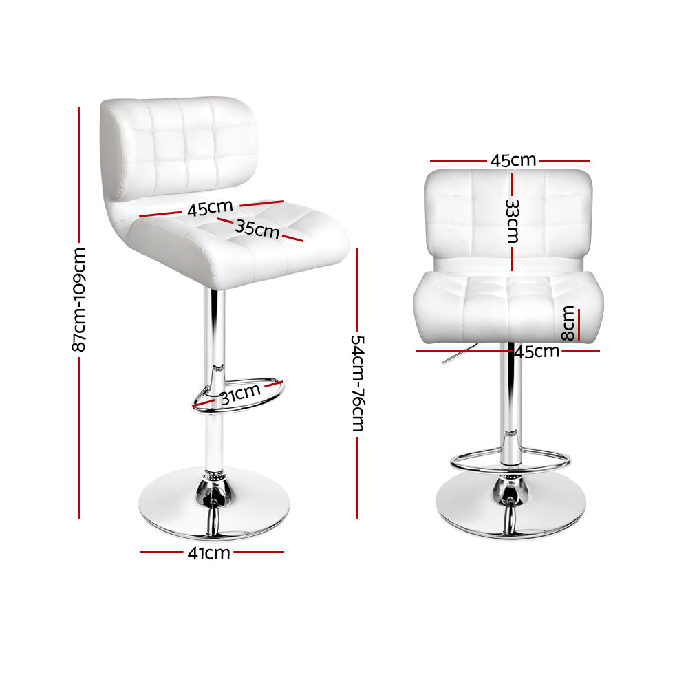 Artiss white leather bar stool padded seat close-up — Allure Home Collections