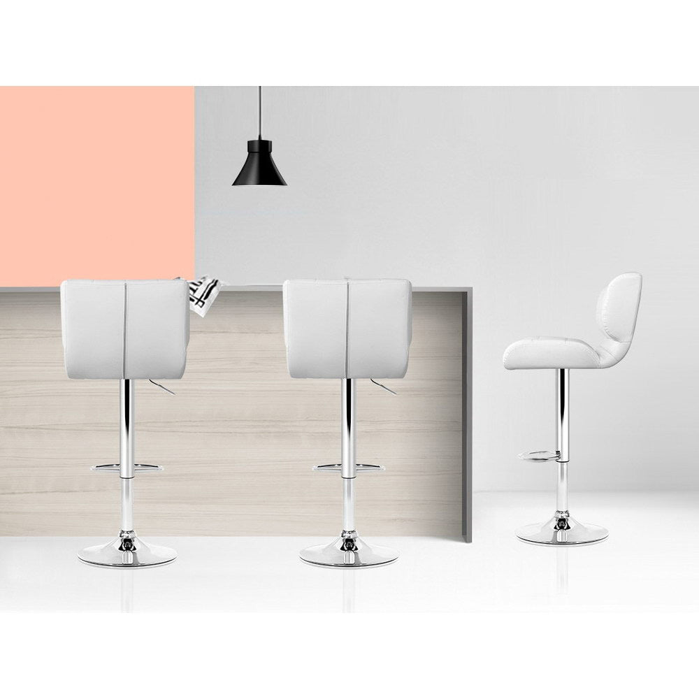Artiss white bar stool footrest ring and chrome base detail — Allure Home Collections