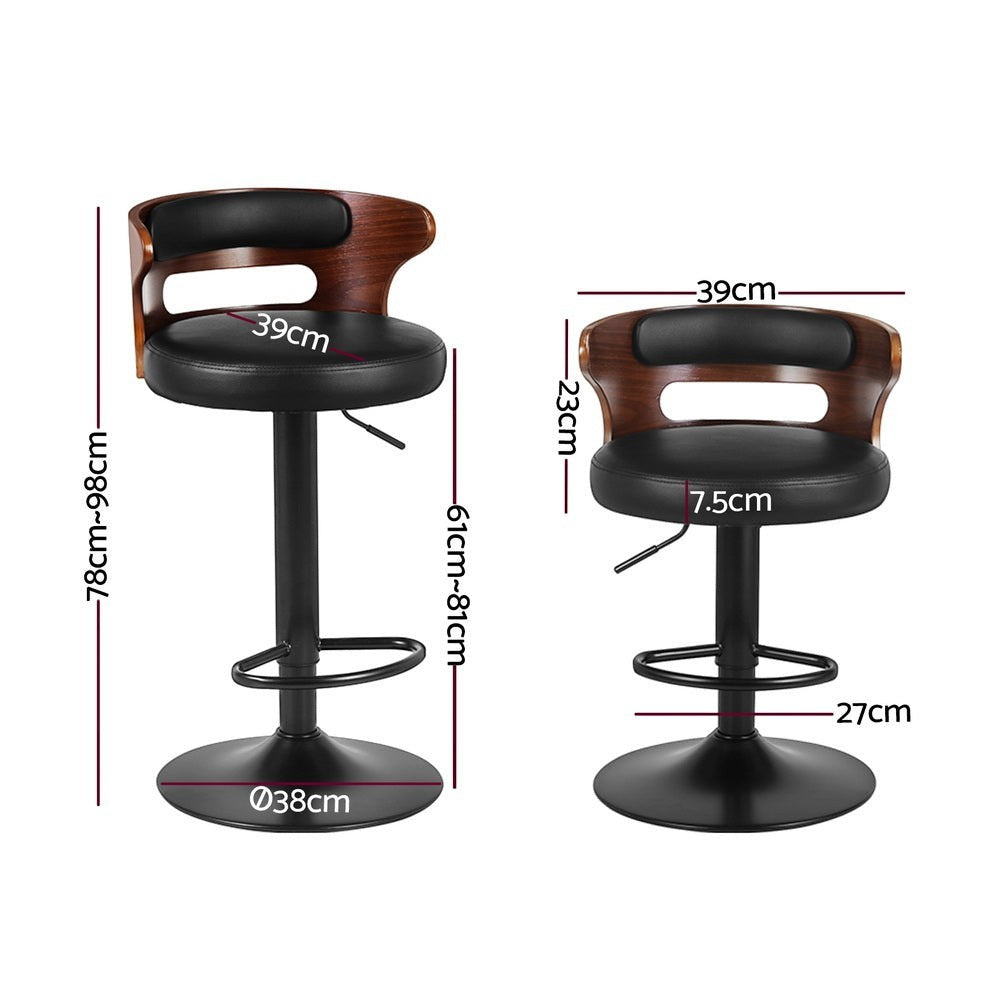 Seaford North black gas lift bar stool with padded mid back seat at a kitchen counter