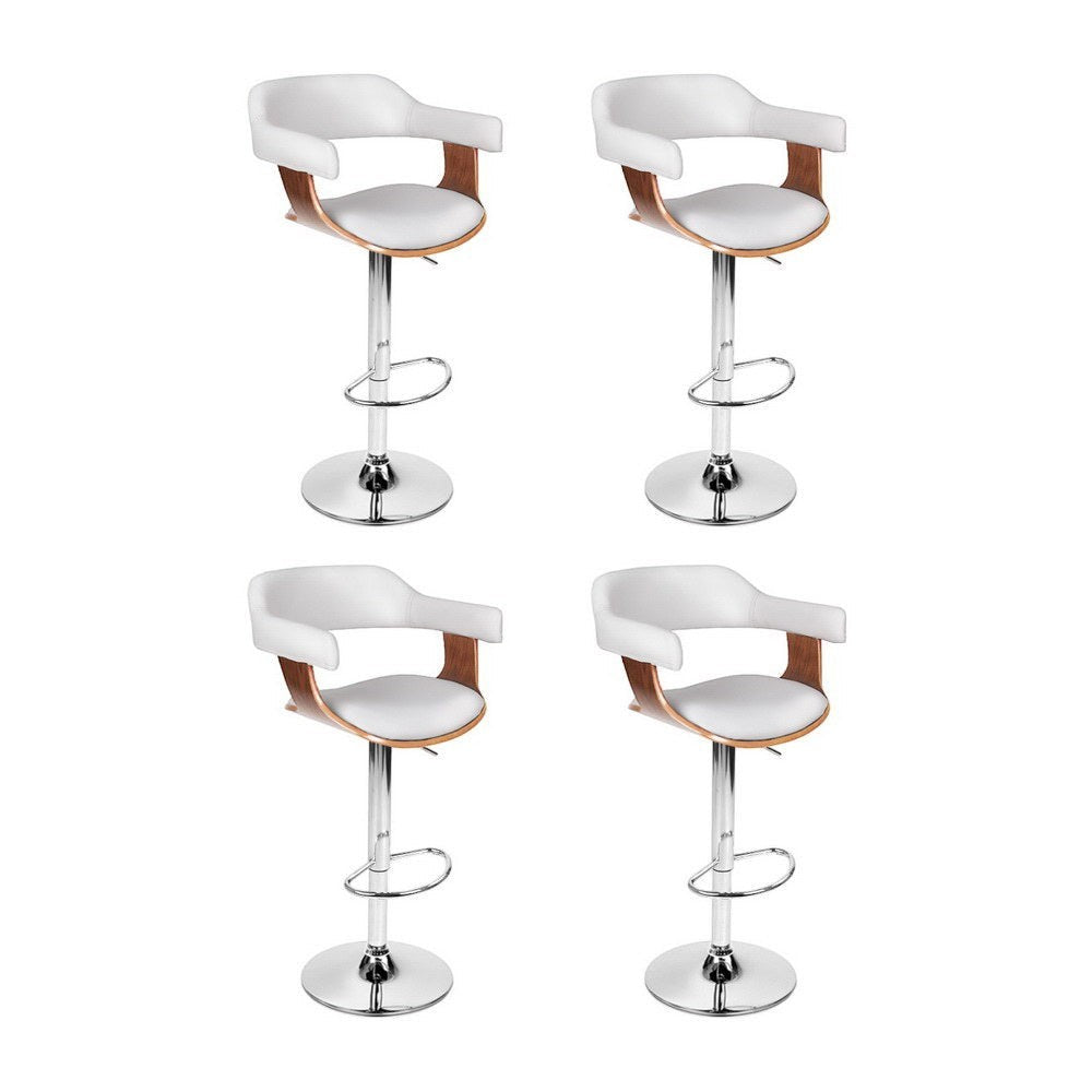 Sorrento white faux leather swivel bar stool with gas lift in a modern kitchen