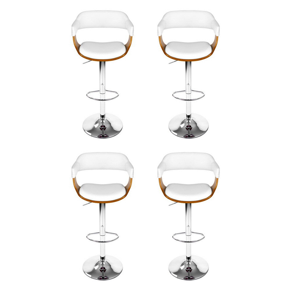 Set of 4 Artiss white armrest bar stools at kitchen island — Allure Home Collections