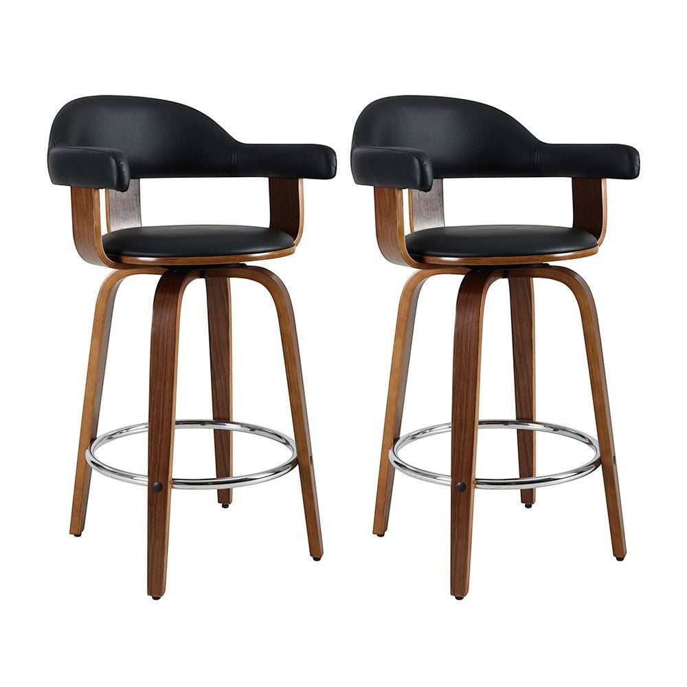 Glen Forbes Wooden Leg Bar Stool, Black 2pcs