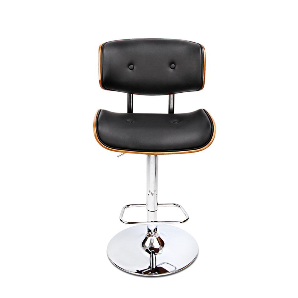 Artiss black leather gas lift bar stool at kitchen island — Allure Home Collections