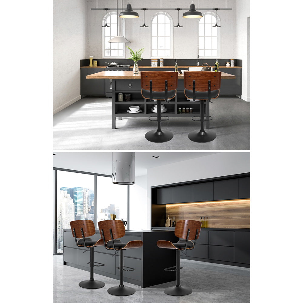 Artiss all black bar stool padded seat close-up — Allure Home Collections