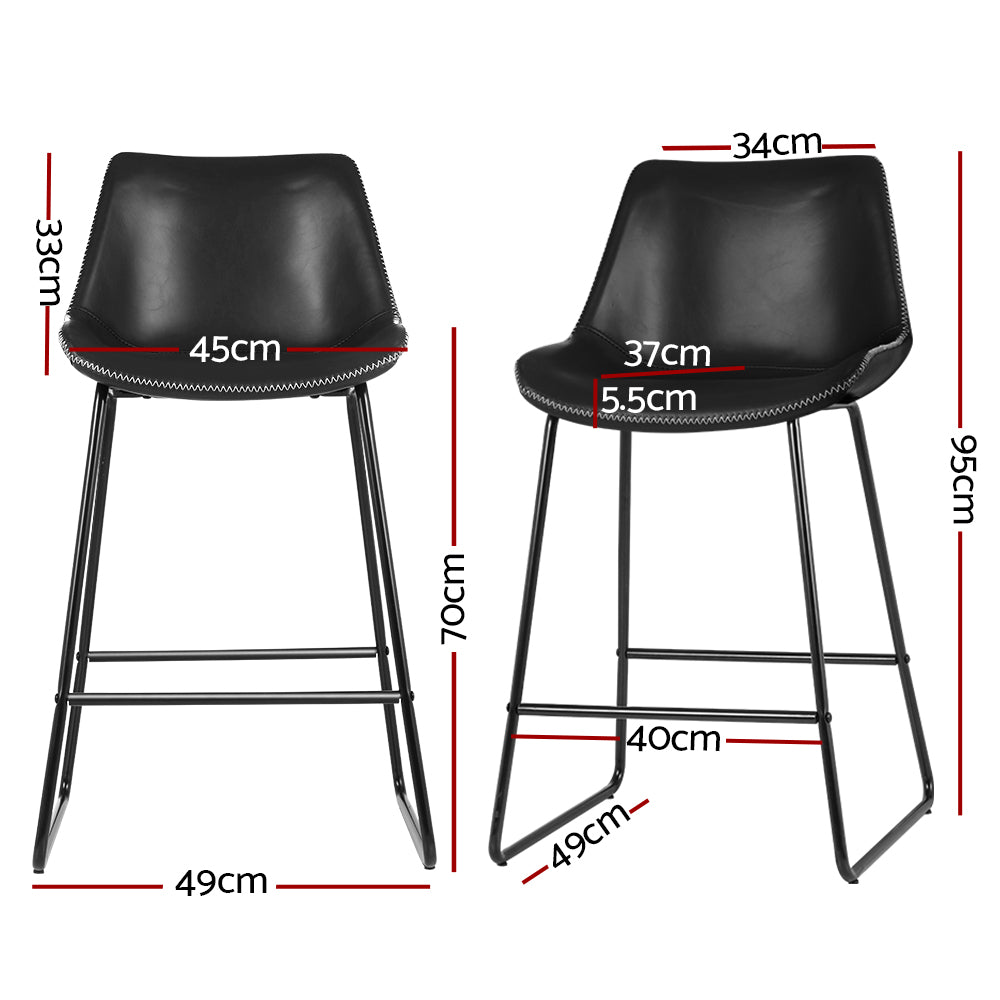 Mount Eliza Bar Stool, Black 2pcs