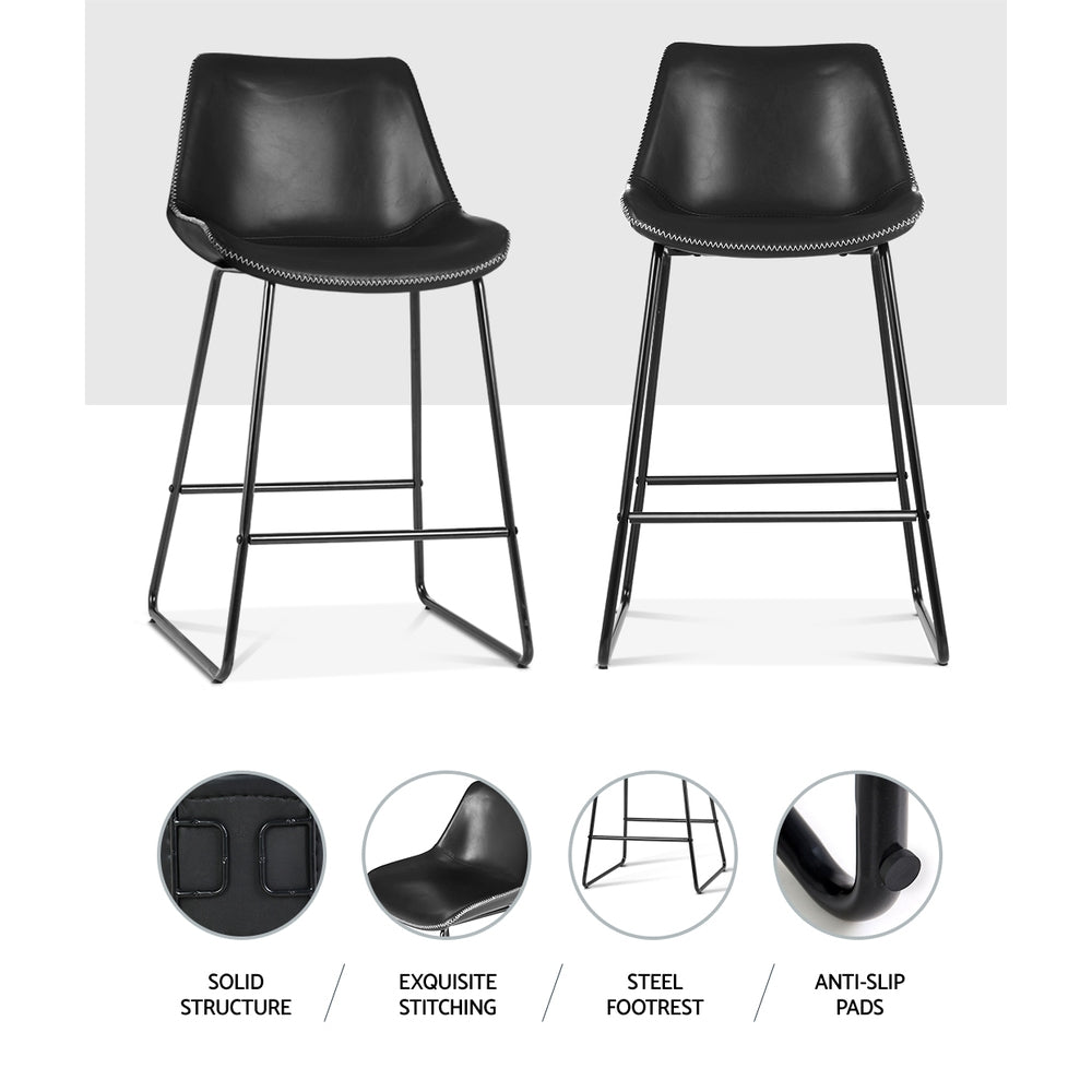 Mount Eliza Bar Stool, Black 2pcs