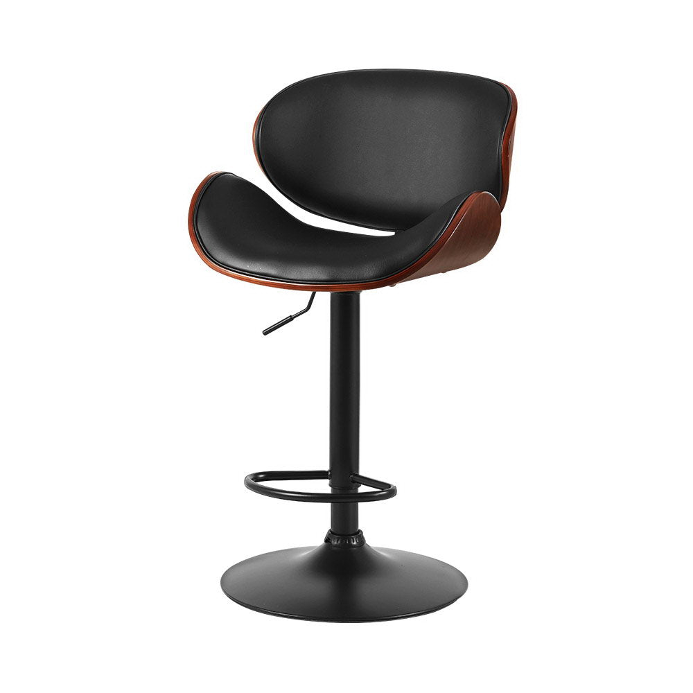 Carrum Downs black gas lift bar stool with padded leather seat at a kitchen counter