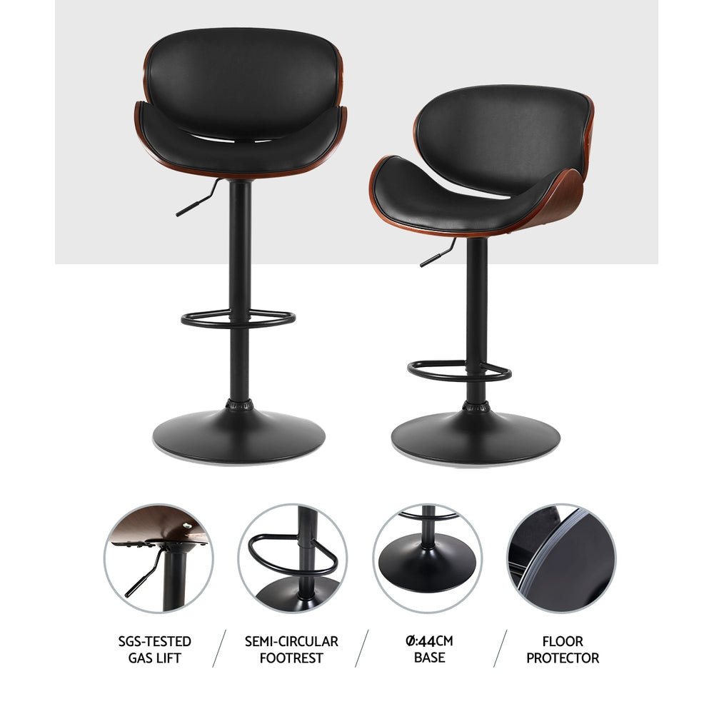 Side profile of Artiss Joyce bar stool showing curved frame — Allure Home Collections
