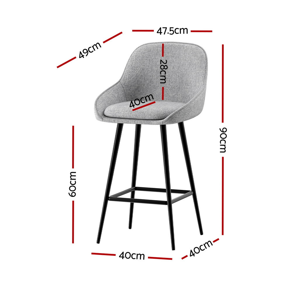 Beaumaris grey upholstered bar stool with winged backrest at a kitchen counter