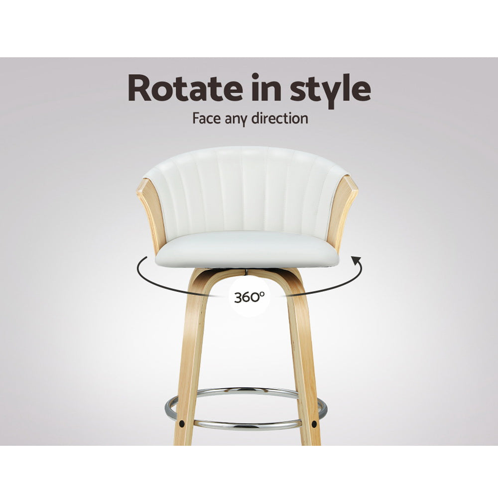 Crib Point Swivel Bar Stool, White 2pcs