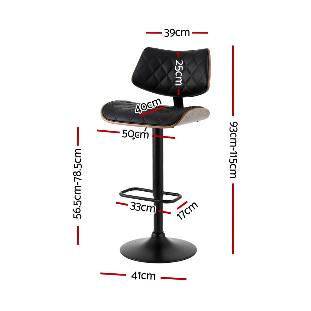 Artiss Quilla bar stool PU leather seat and bentwood back detail — Allure Home Collections