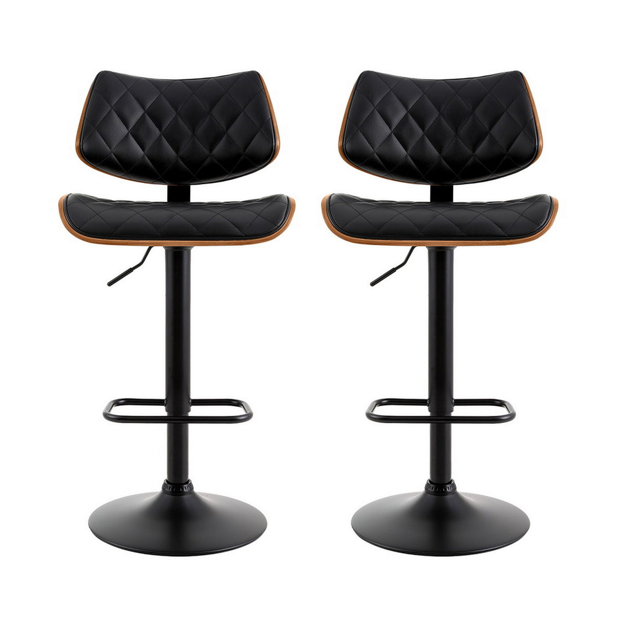 Mount Martha Gas Lift Bar Stool, Black 2pcs