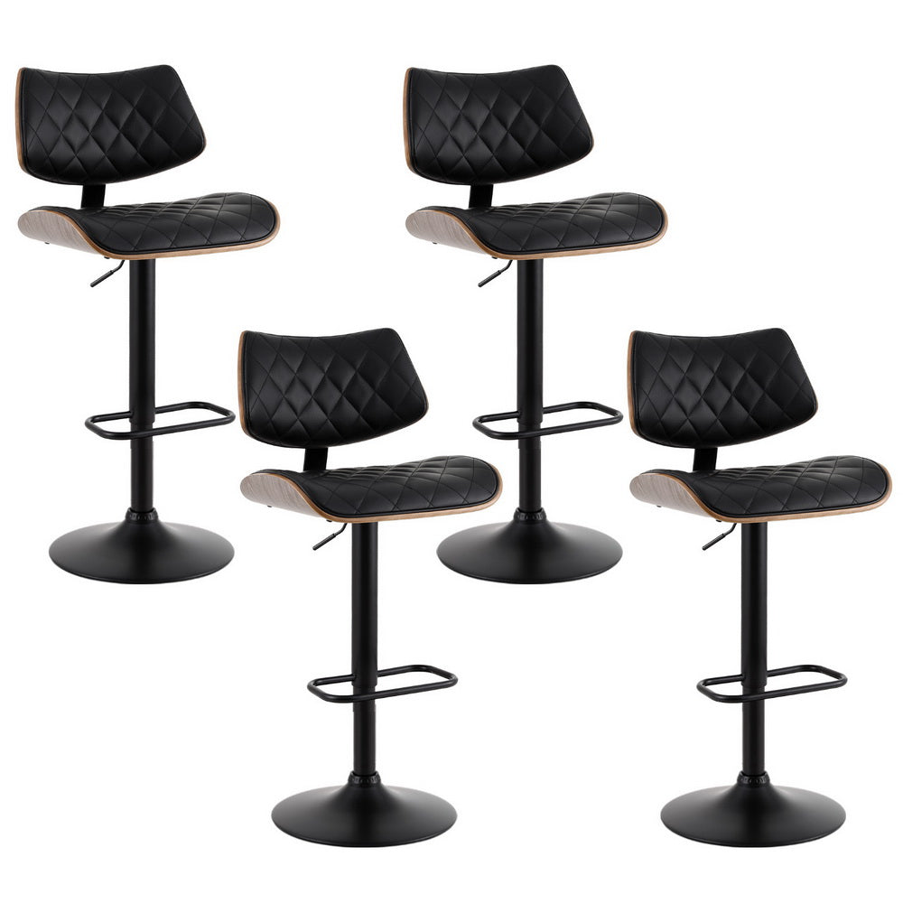 Artiss gas lift PU leather bar stools with bentwood frame set of 4 — Allure Home Collections
