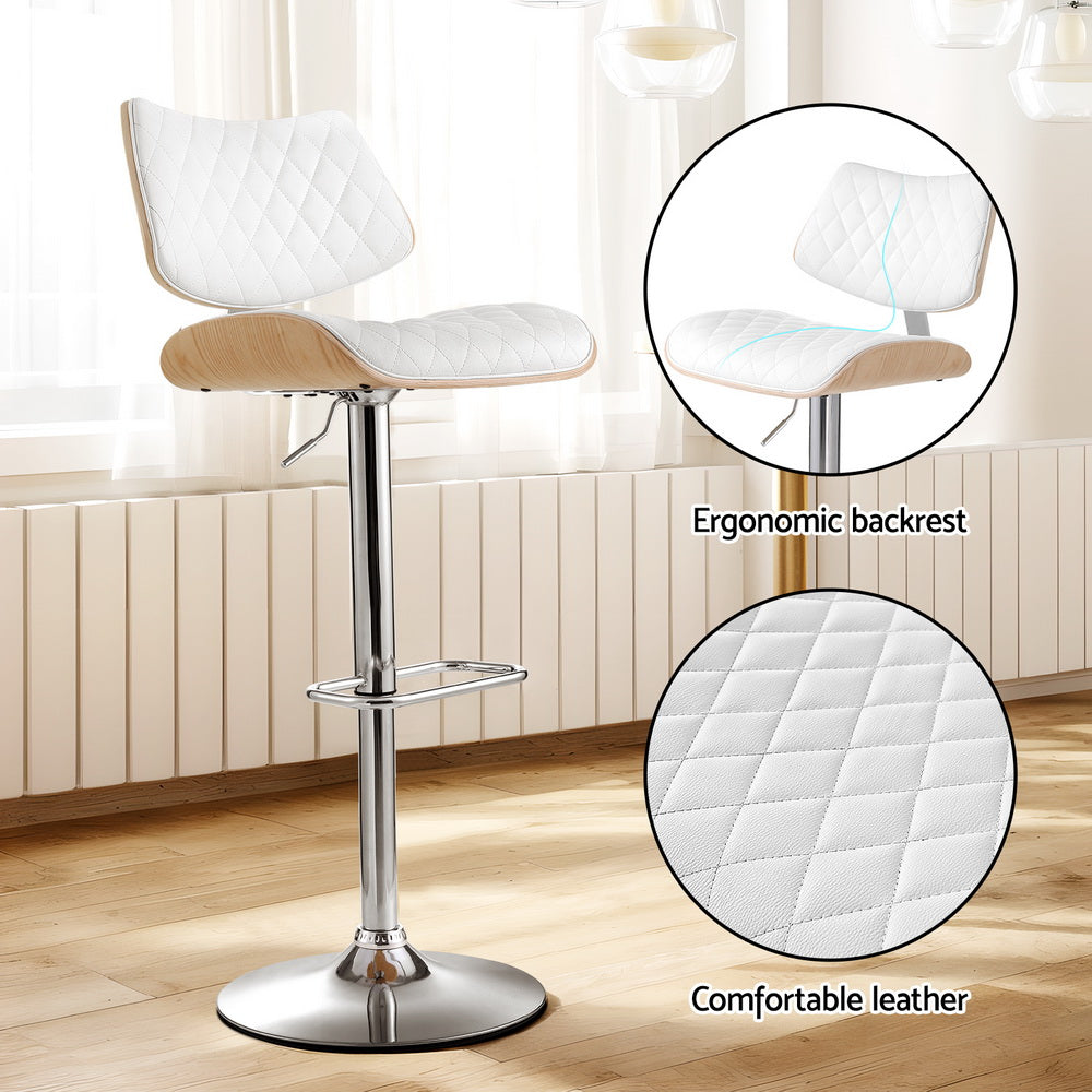 Artiss Quilla white bar stool seat close-up — Allure Home Collections