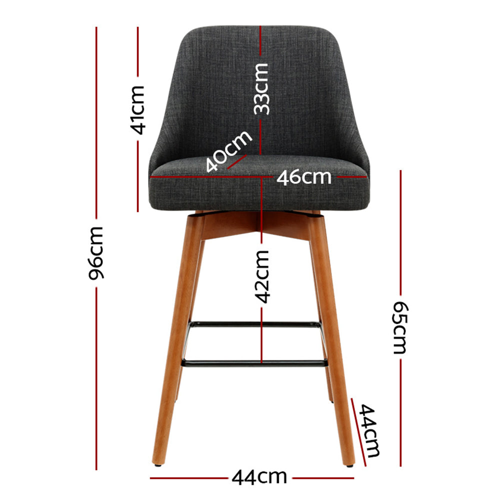 Artiss charcoal swivel bar stool faux linen seat and plywood frame detail — Allure Home Collections