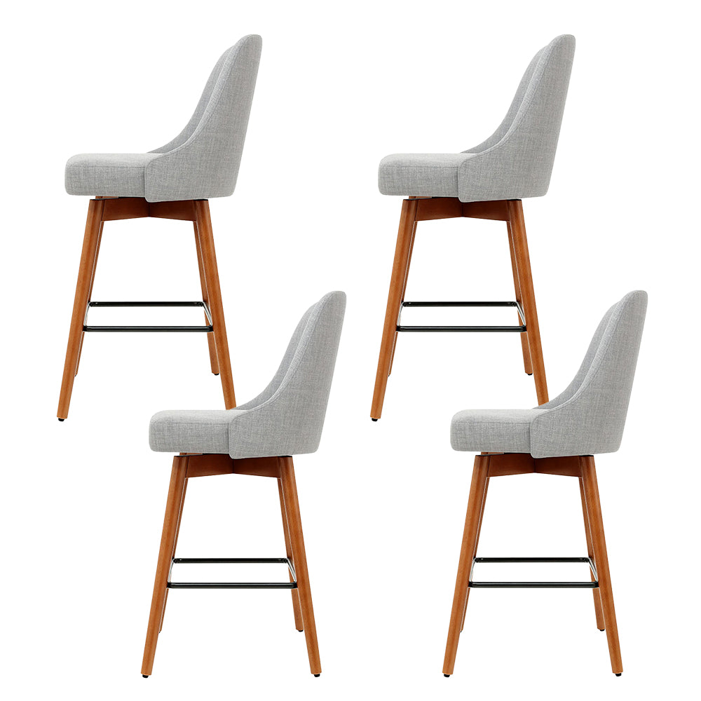 Side profile of Artiss grey bar stool showing plywood frame and swivel — Allure Home Collections