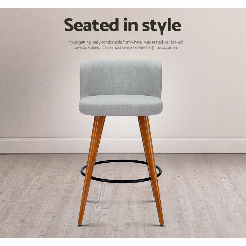 Artiss grey linen bar stool seat upholstery close-up — Allure Home Collections