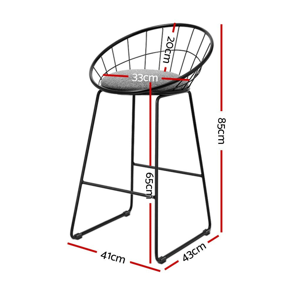 Patterson Lakes black faux linen bar stool with padded seat and steel frame at a kitchen counter