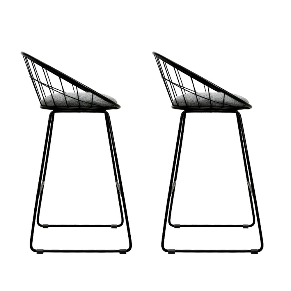 Two Artiss modern black metal bar stools at kitchen counter — Allure Home Collections