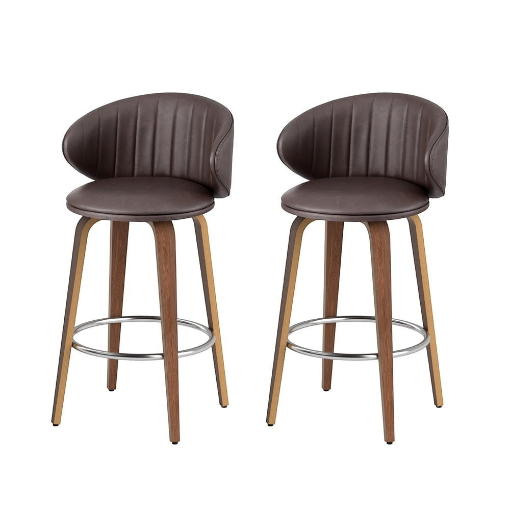 St Andrews Beach brown faux leather padded wooden bar stool in a modern kitchen