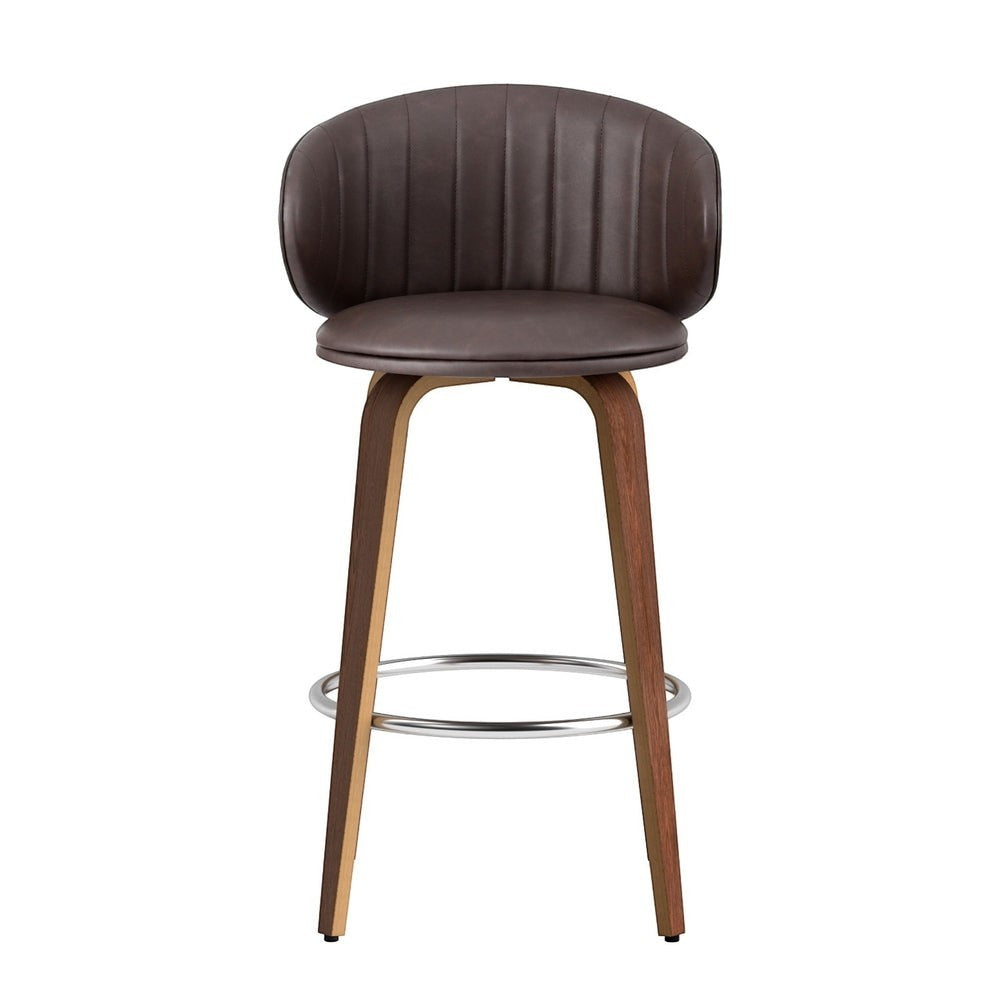 St Andrews Beach brown faux leather padded wooden bar stool in a modern kitchen