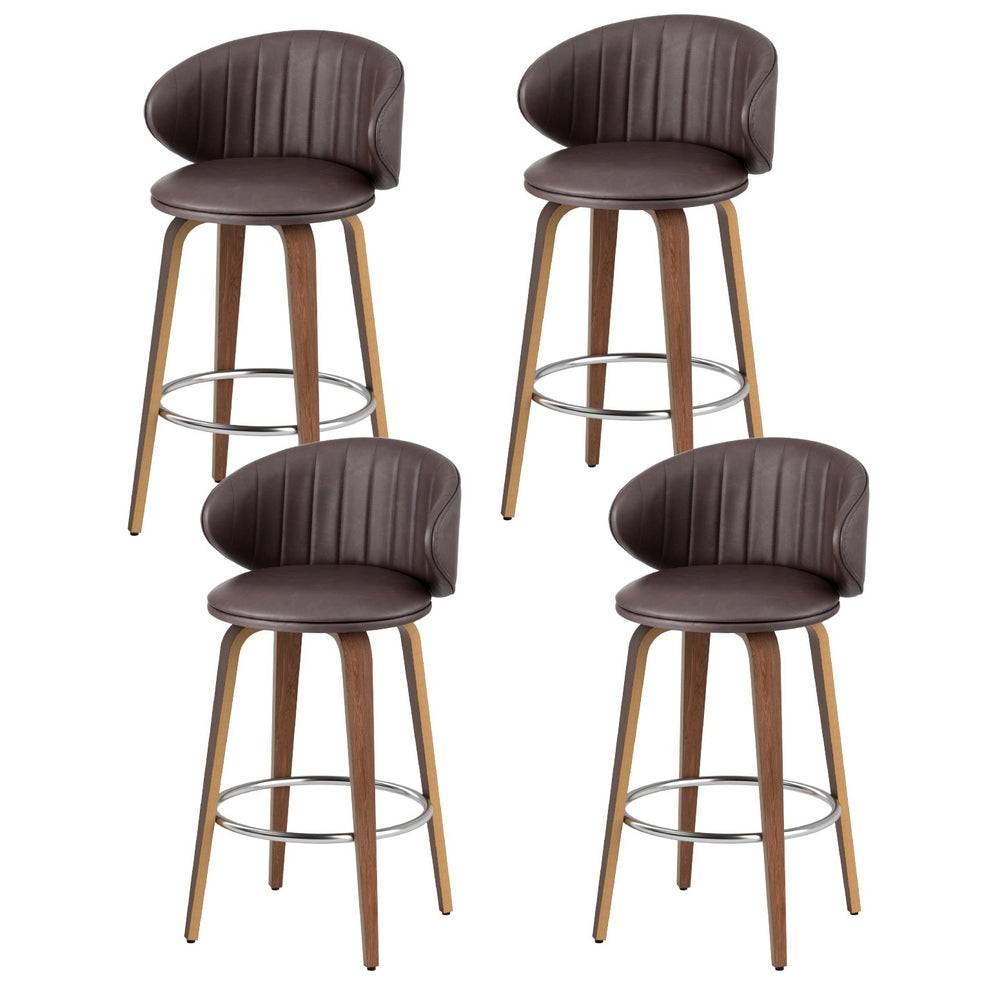 St Andrews Beach brown faux leather padded wooden bar stool in a modern kitchen