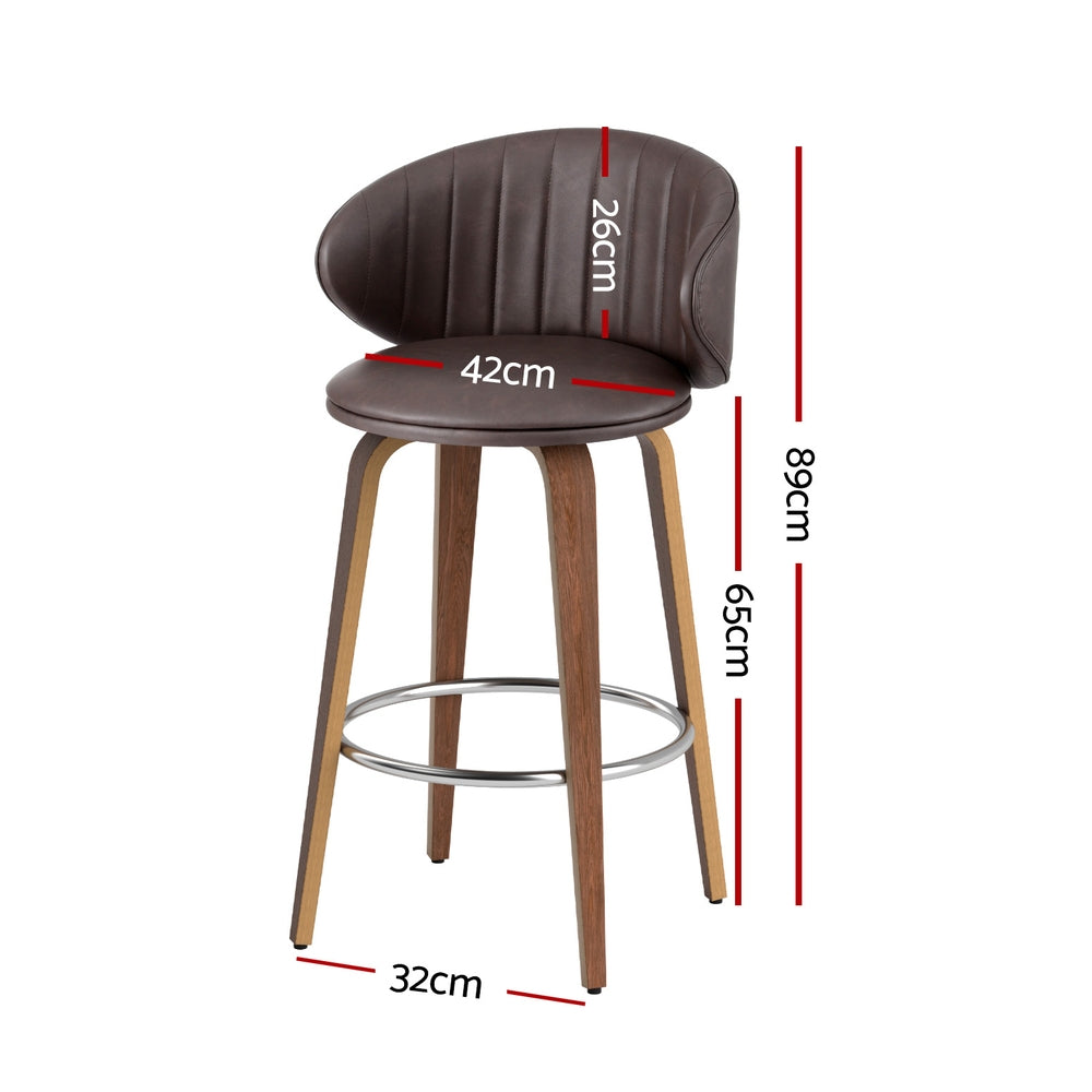 St Andrews Beach brown faux leather padded wooden bar stool in a modern kitchen