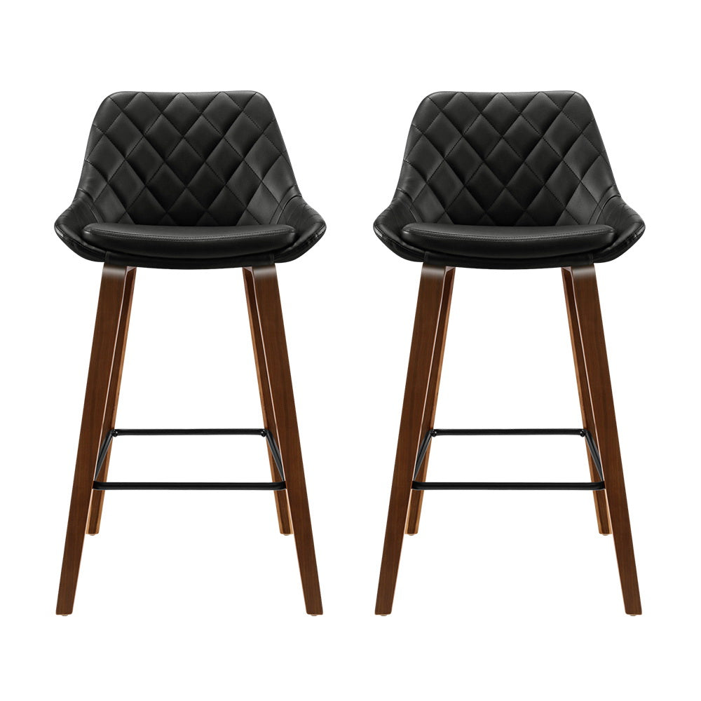 Two Artiss elegant wooden bar stools at kitchen island — Allure Home Collections
