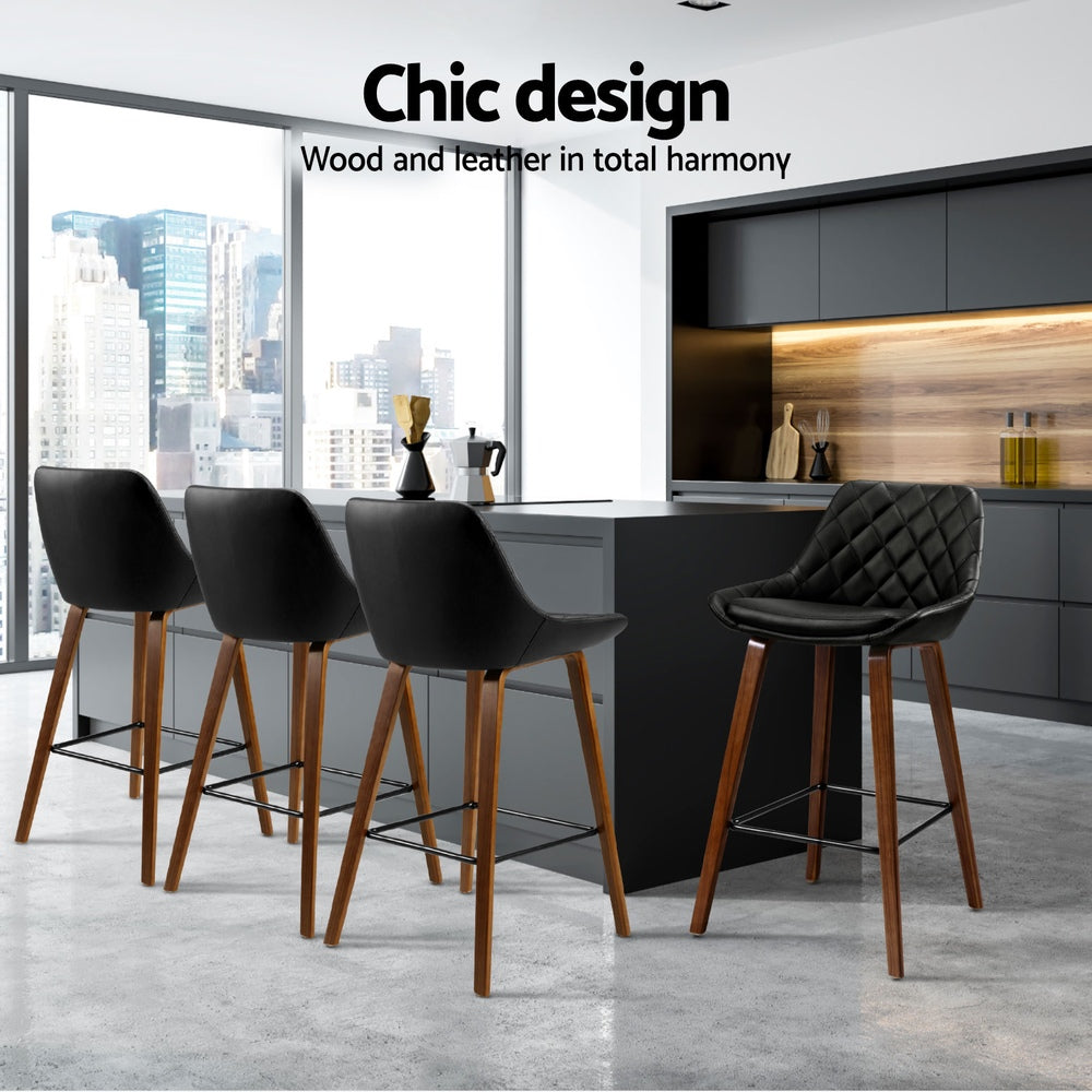 Set of 4 Artiss bentwood bar stools at kitchen island — Allure Home Collections