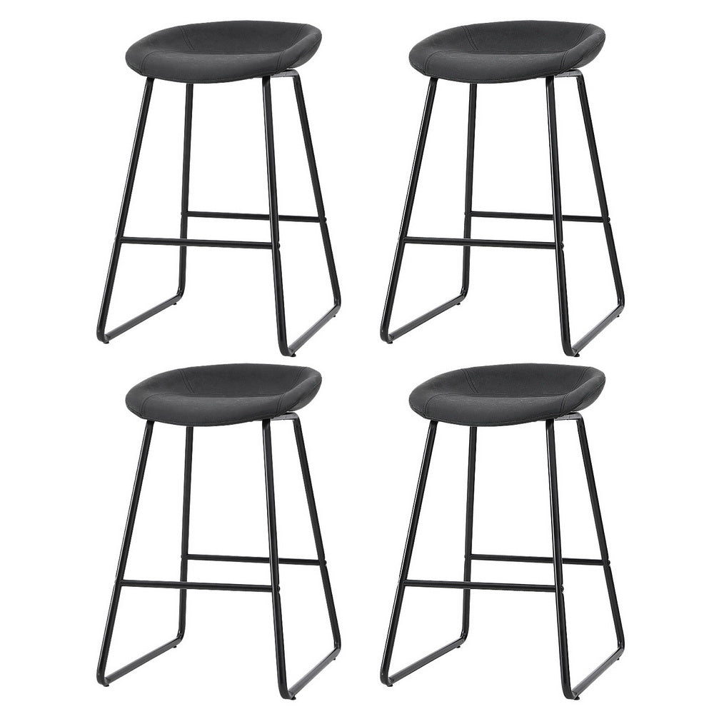 Artiss Ludovic bar stool brown PU leather seat and metal leg detail — Allure Home Collections