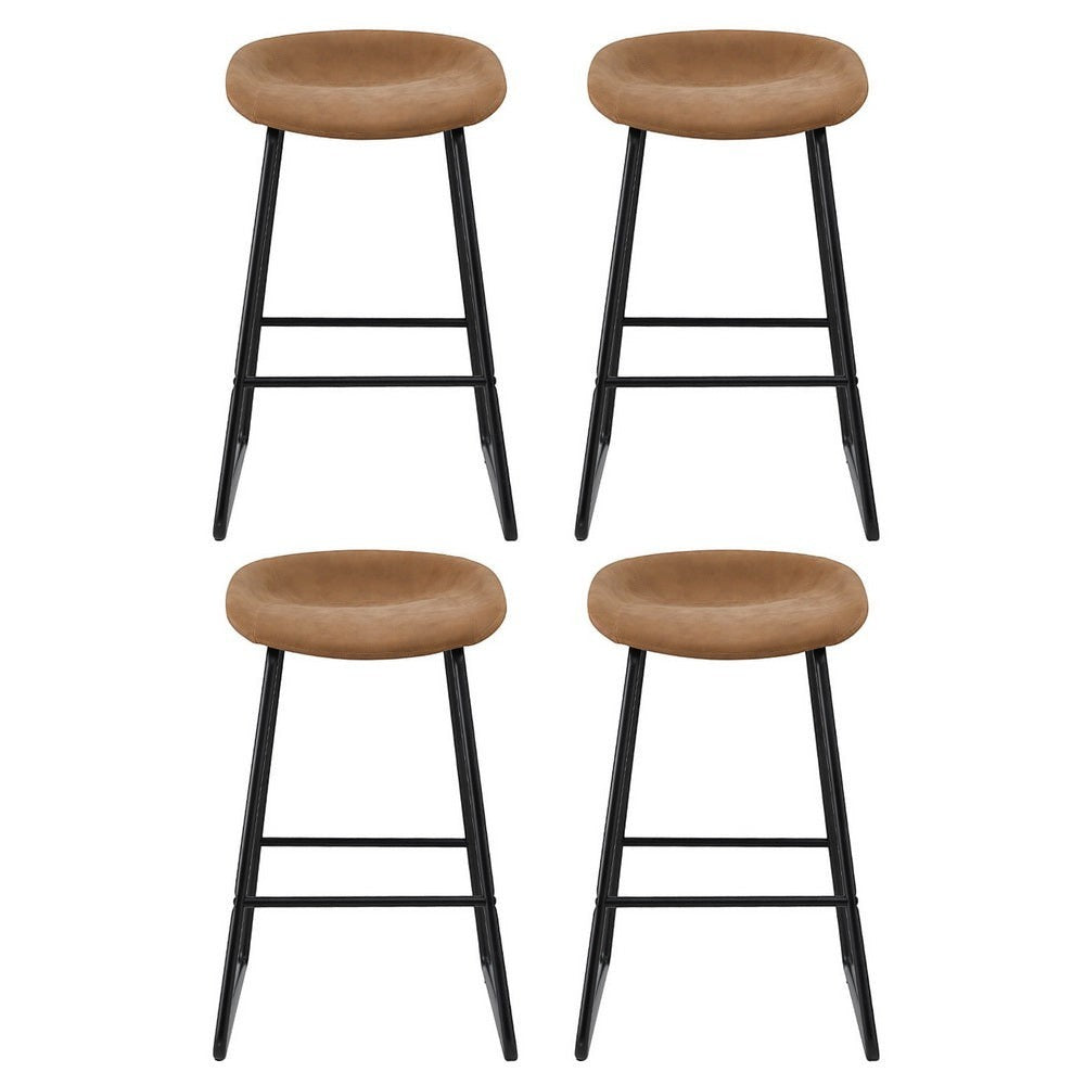 Sullivan Bay brown faux leather padded metal bar stool at a kitchen counter