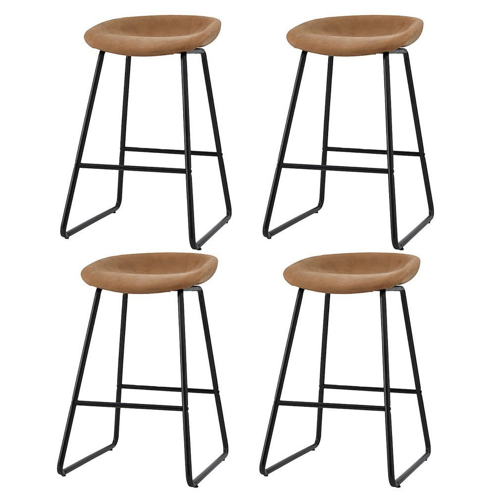 Sullivan Bay brown faux leather padded metal bar stool at a kitchen counter