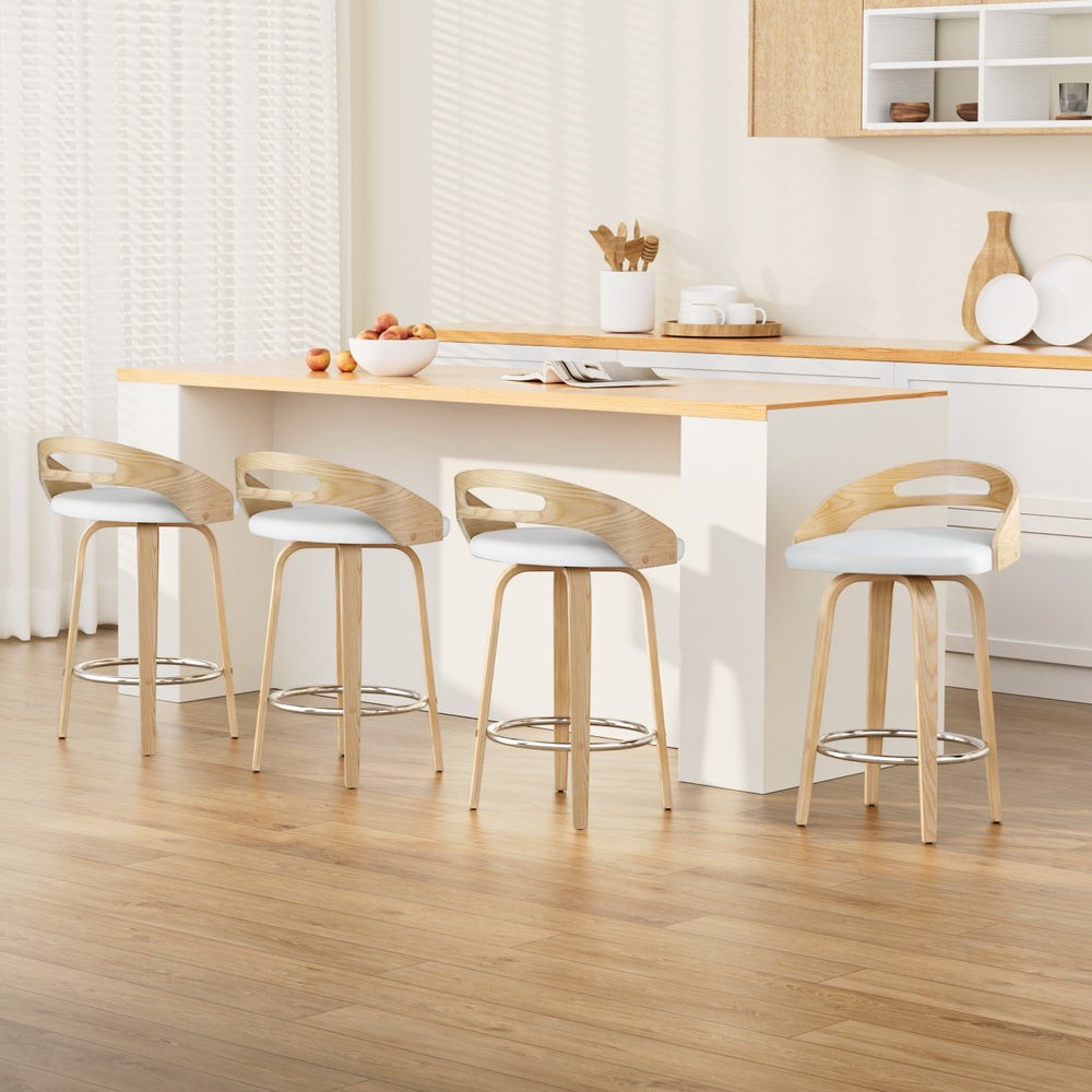Rhyll swivel bar stool white in a modern kitchen