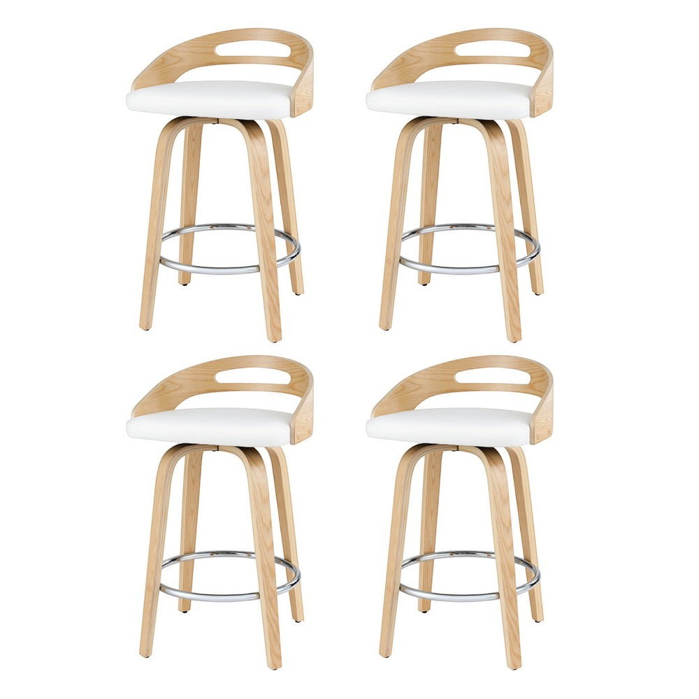 Rhyll Swivel Bar Stool, White 4pcs